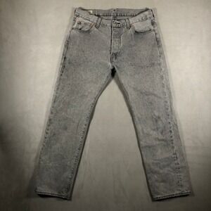 Levis 501 Jeans Mens 32x28 Faded Gray Premium Straight Fit Mid Wash